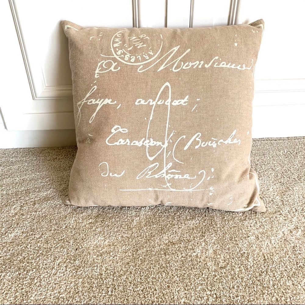 Tan Pillow with‎ wording